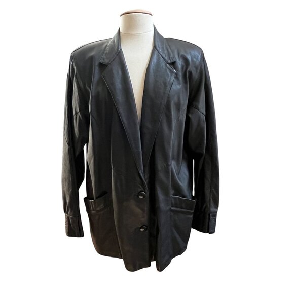 Vintage Black Leather Womens Blazer Jacket Super Soft - READ‎ - Picture 8 of 8